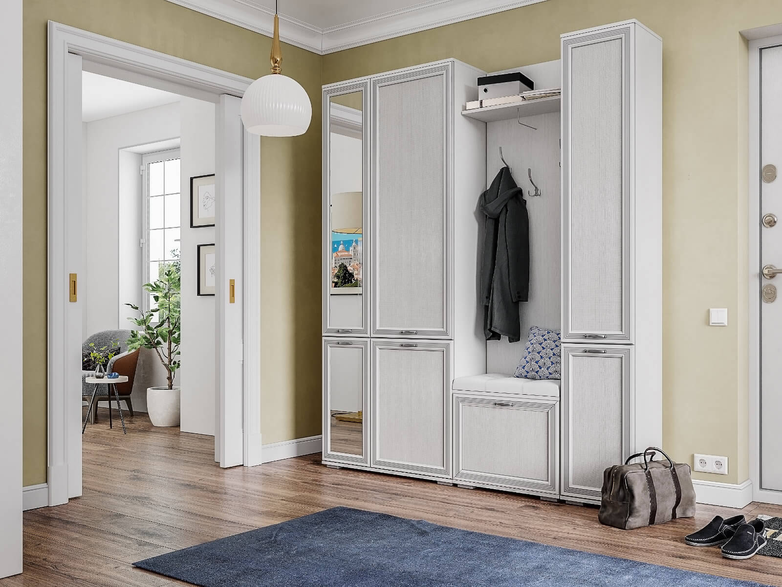 Прихожая Ливорно Вешалка ЛВ-31 ясень анкор светлый