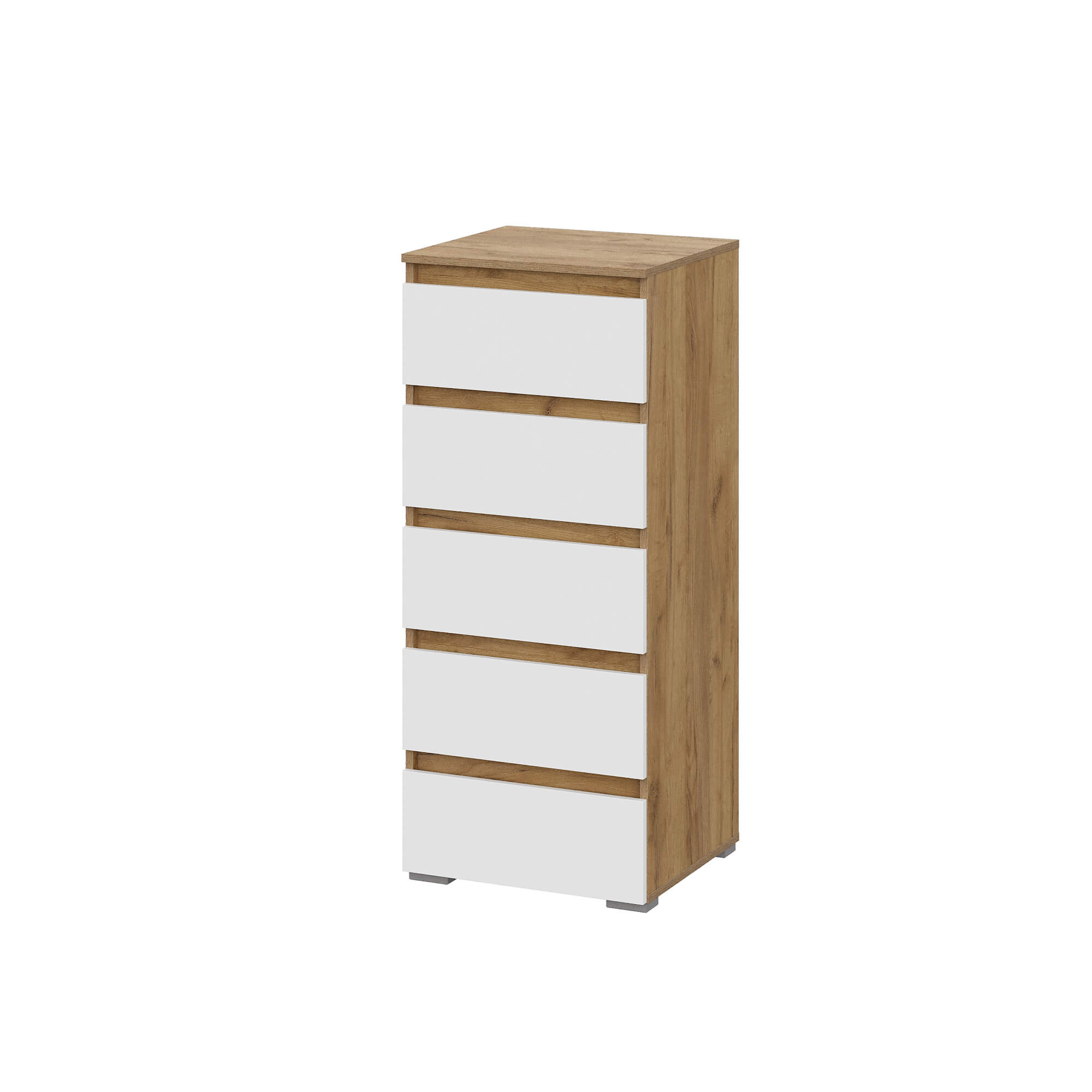 Люмо Комод КМ 03 (5 ящиков) дуб крафт золотой/белый