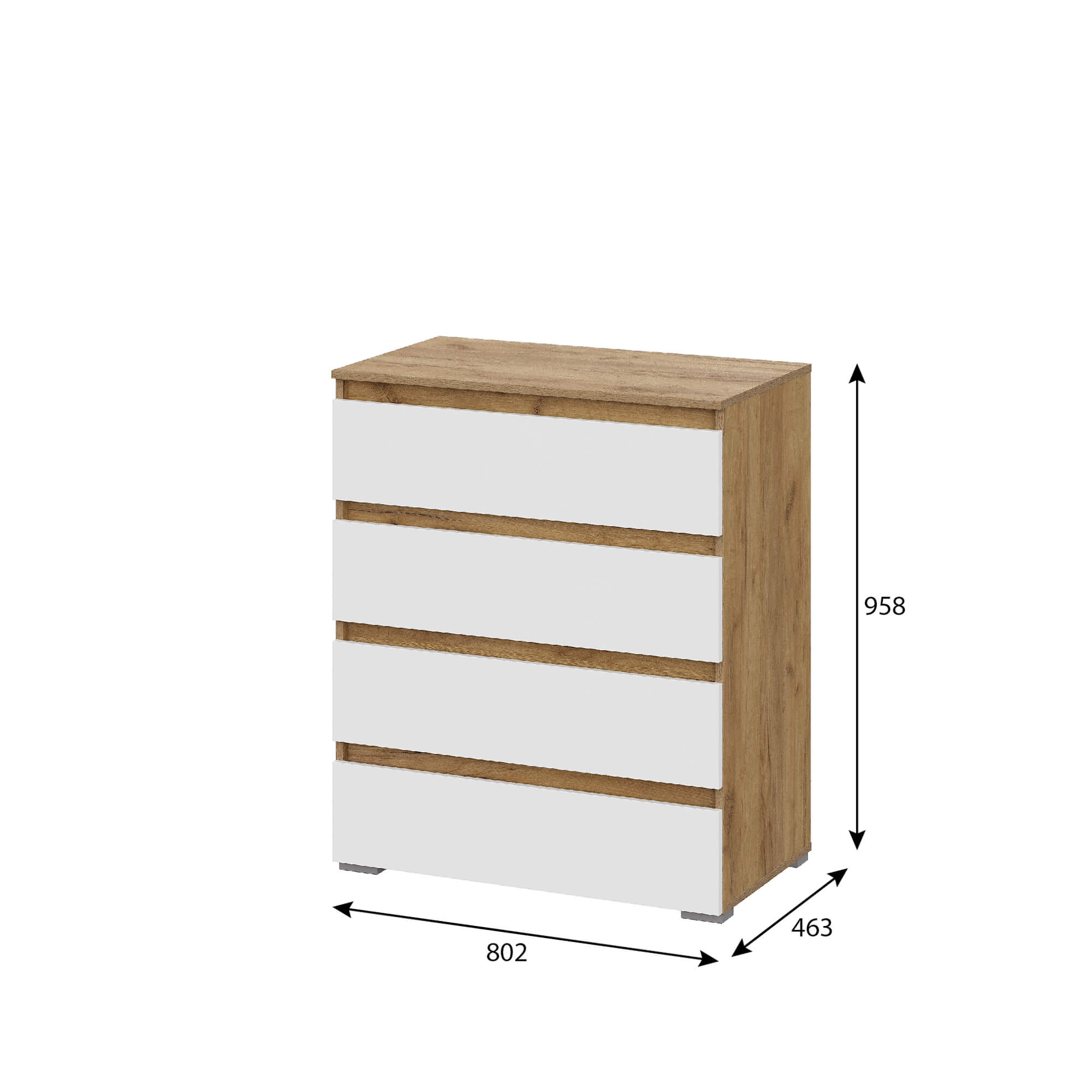 Люмо Комод КМ 02 дуб крафт золотой/белый